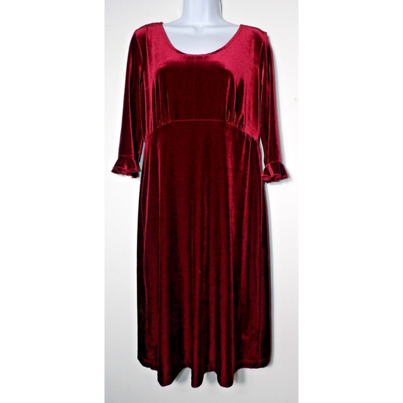 Vintage Northern Reflections Velvet Shift Dress sz 10 Red 90s Fairy Whimsigoth - Picture 2 of 13